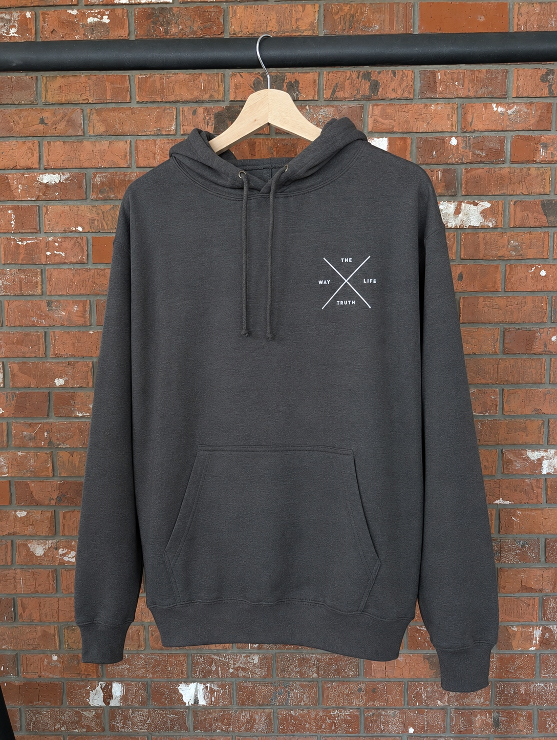 The Way, The Truth, The Life Hoodie Christian hoodie, hanger view | Face of Faith faith apparel